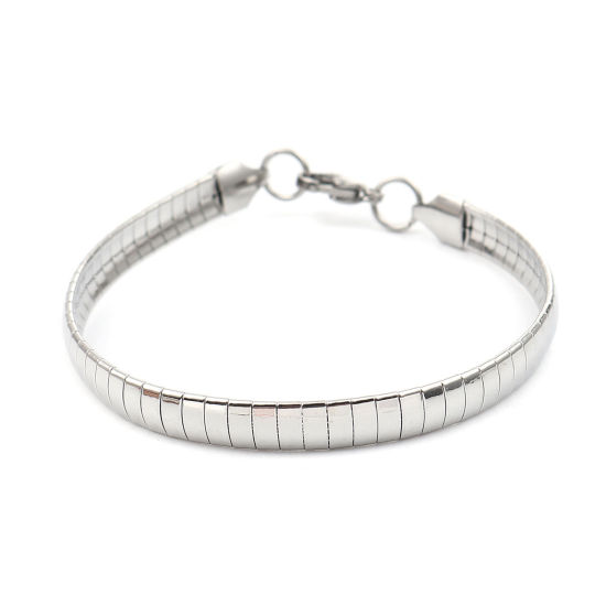Picture of 304 Stainless Steel Bracelets Silver Tone Rectangle 19cm(7 4/8") long, 1 Piece