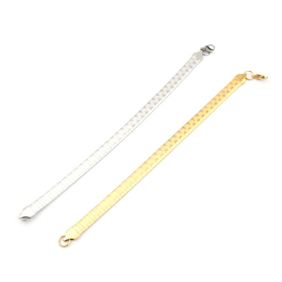 Picture of 304 Stainless Steel Bracelets Gold Plated Rectangle Carved Pattern 20.5cm(8 1/8") long, 1 Piece