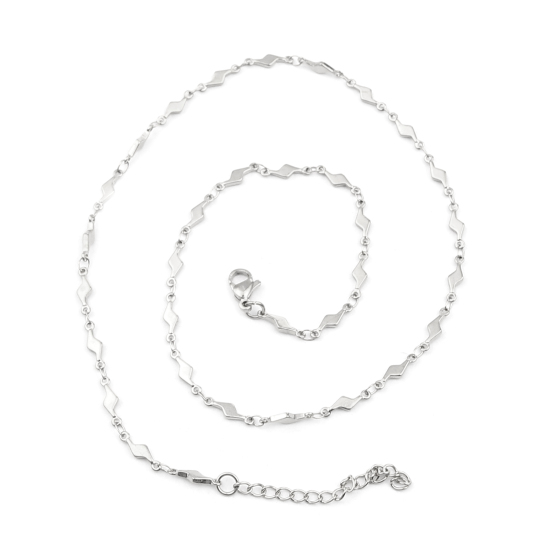 Imagen de 304 Stainless Steel Necklace Lightning Silver Tone 45cm(17 6/8") long, 1 Piece