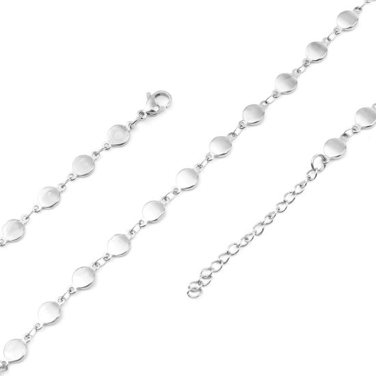 Picture of 304 Stainless Steel Necklace Round Silver Tone 45cm(17 6/8") long, 1 Piece