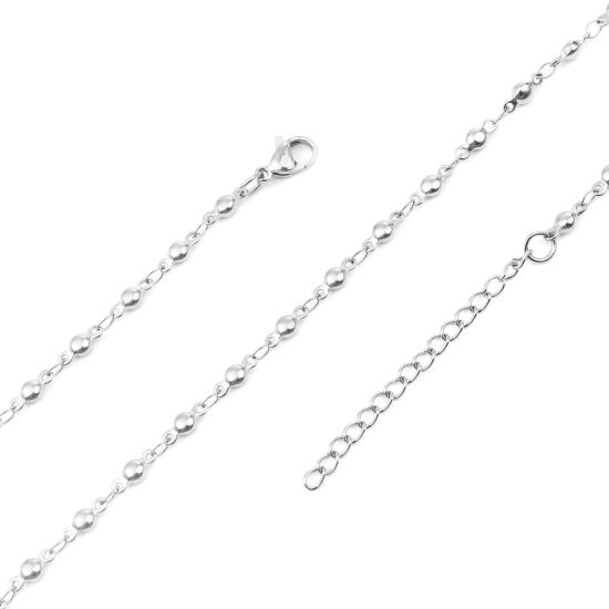 Picture of 304 Stainless Steel Necklace Round Silver Tone 45cm(17 6/8") long, 1 Piece