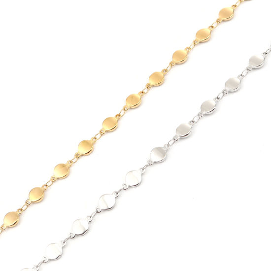 Picture of 1 Piece Vacuum Plating 304 Stainless Steel Necklace For DIY Jewelry Making Round Gold Plated 45cm(17 6/8") long