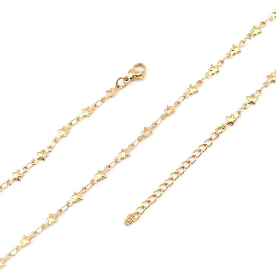 Picture of 304 Stainless Steel Galaxy Necklace Star Gold Plated 45cm(17 6/8") long, 1 Piece