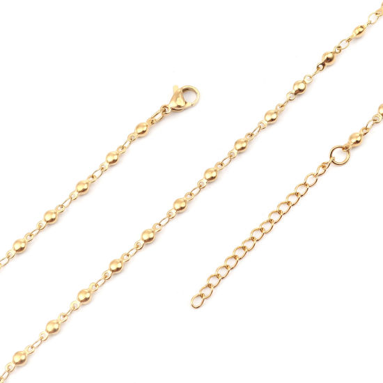 Picture of 304 Stainless Steel Necklace Round Gold Plated 45cm(17 6/8") long, 1 Piece