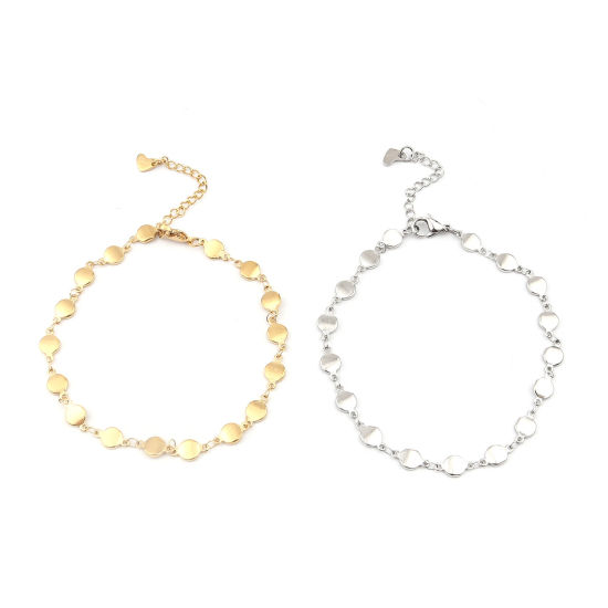 Picture of 304 Stainless Steel Anklet Silver Tone Round Heart 1 Piece