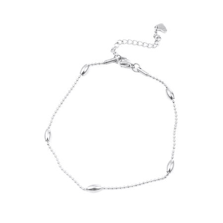 304 Stainless Steel Anklet Silver Tone Oval Heart 1 Piece