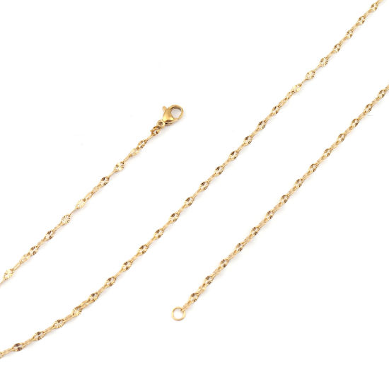 Picture of 304 Stainless Steel Necklace Oval Gold Plated 50cm(19 5/8") long, 1 Piece
