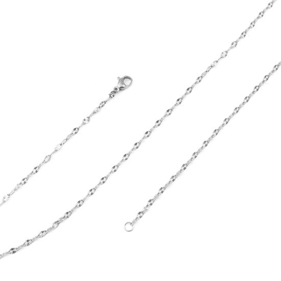 Picture of 304 Stainless Steel Necklace Oval Silver Tone 50cm(19 5/8") long, 1 Piece