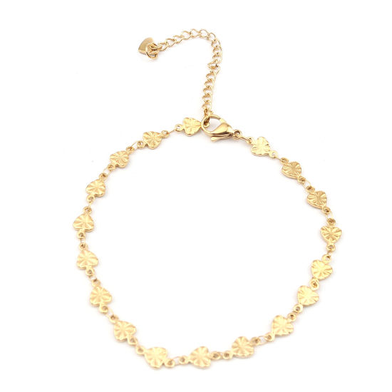 Imagen de 1 Piece Vacuum Plating 304 Stainless Steel Anklet Gold Plated Heart