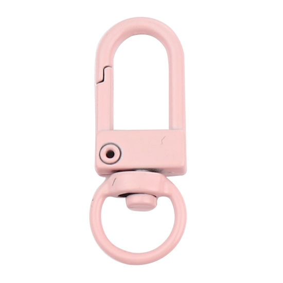 Изображение Iron Based Alloy Keychain & Keyring Light Pink Arched Enamel 34mm x 12mm, 10 PCs