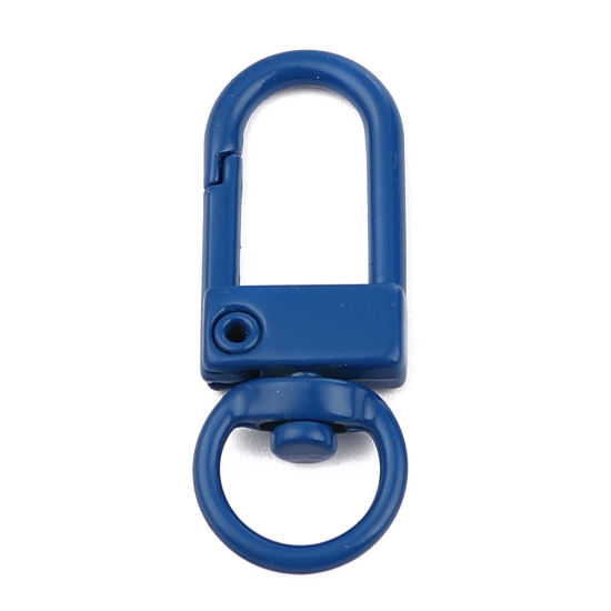 Изображение Iron Based Alloy Keychain & Keyring Royal Blue Arched Enamel 34mm x 12mm, 10 PCs