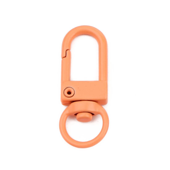Picture of Iron Based Alloy Keychain & Keyring Orange Arched Enamel 34mm x 12mm, 10 PCs
