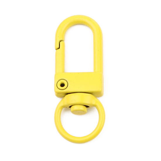 Изображение Iron Based Alloy Keychain & Keyring Yellow Arched Enamel 34mm x 12mm, 10 PCs
