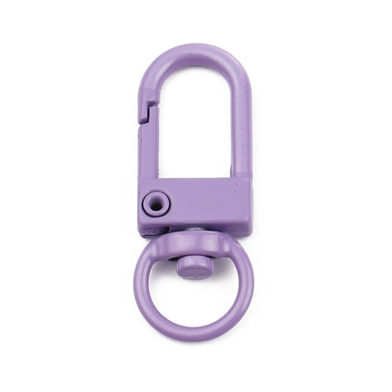 Изображение Iron Based Alloy Keychain & Keyring Purple Arched Enamel 34mm x 12mm, 10 PCs