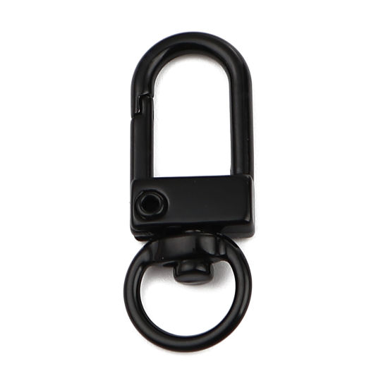 Изображение Iron Based Alloy Keychain & Keyring Black Arched Enamel 34mm x 12mm, 10 PCs