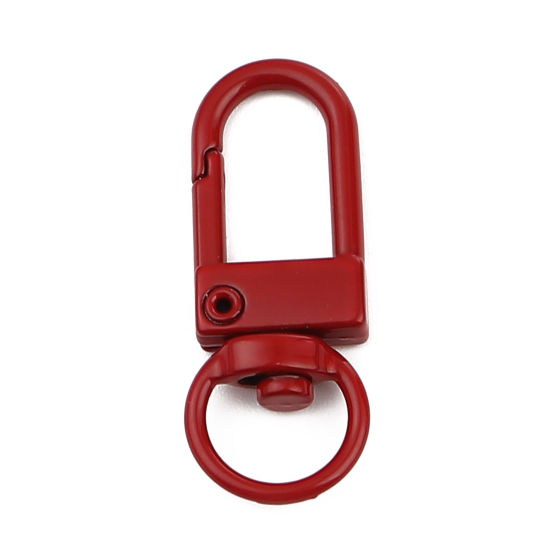 Изображение Iron Based Alloy Keychain & Keyring Dark Red Arched Enamel 34mm x 12mm, 10 PCs