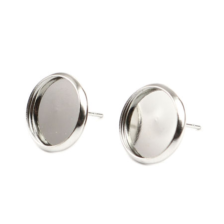 30pcs Silver Tone Stainless Steel Stud Earring With Earnuts
