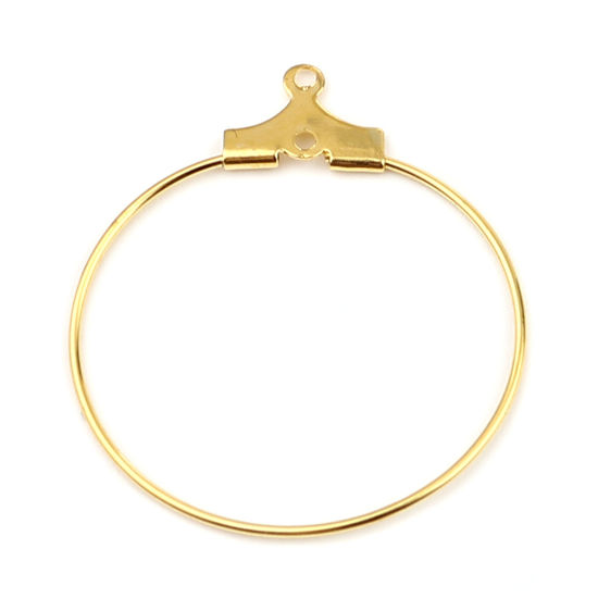 Image de Iron Based Alloy Hoop Earrings Findings Circle Ring Gold Plated 30mm x 26mm, Post/ Wire Size: (21 gauge), 50 PCs