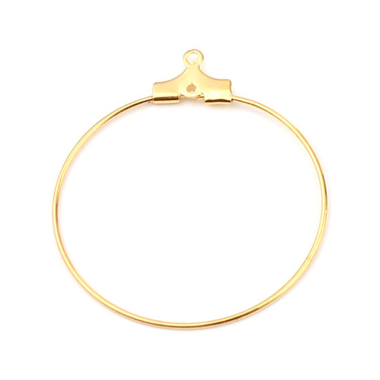 Изображение Iron Based Alloy Hoop Earrings Findings Circle Ring Gold Plated 35mm x 31mm, Post/ Wire Size: (21 gauge), 30 PCs