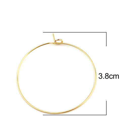 Picture of Iron Based Alloy Hoop Earrings Findings Circle Ring Gold Plated 38mm x 35mm, Post/ Wire Size: (21 gauge), 50 PCs