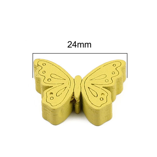 Immagine di Natural Wood Insect Spacer Beads Butterfly Animal At Random Color Mixed About 24mm x 18mm, Hole: Approx 1.7mm, 50 PCs