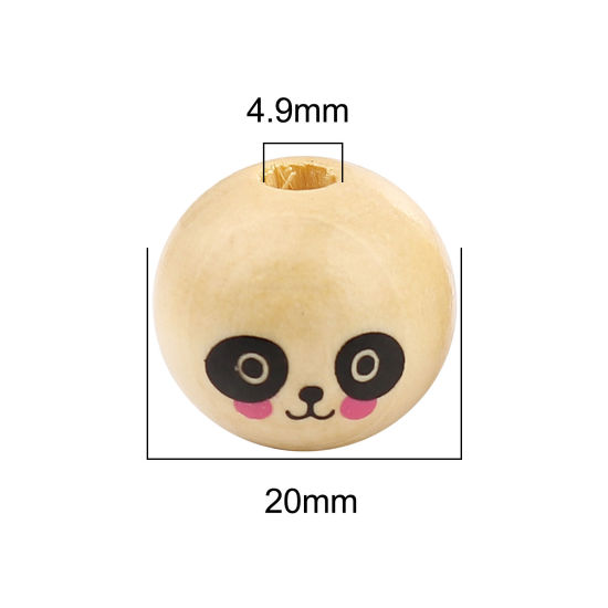 Picture of Wood Spacer Beads Ball Natural Panda About 20mm Dia., Hole: Approx 4.9mm, 30 PCs