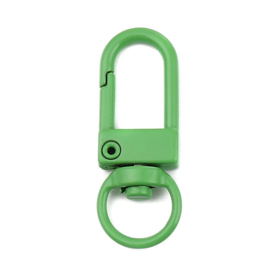Изображение Iron Based Alloy Keychain & Keyring Green Arched Enamel 34mm x 12mm, 10 PCs