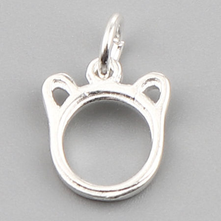 Picture of Zinc Based Alloy Charms Cat Animal Silver Plated 14mm x 10mm, 20 PCs