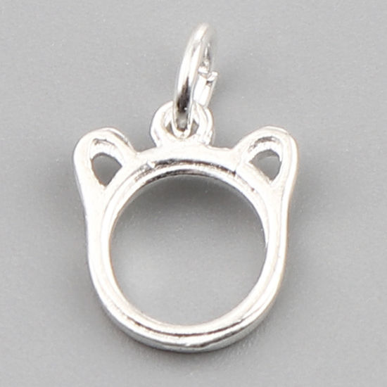 Immagine di Lega di Zinco Charms Gatto Argento Placcato 14mm x 10mm , 20 Pz