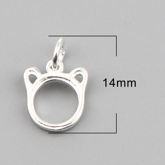 Immagine di Lega di Zinco Charms Gatto Argento Placcato 14mm x 10mm , 20 Pz