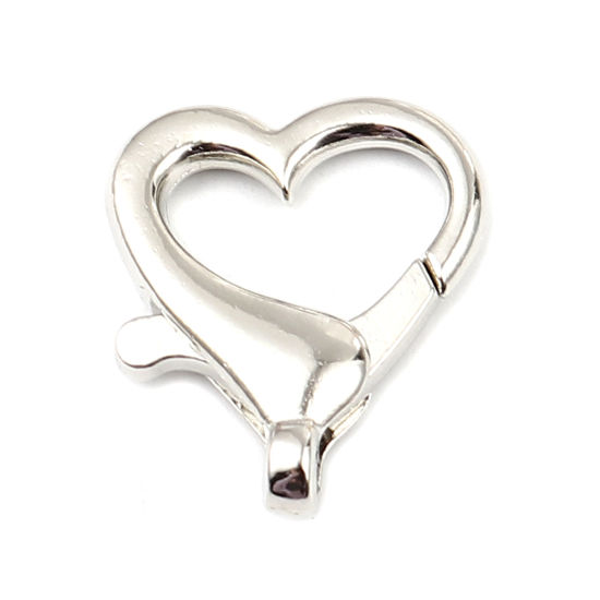 Zinc Based Alloy Keychain & Keyring Silver Tone Heart 26mm x 22mm, 1 Packet ( 10 PCs/Packet) の画像