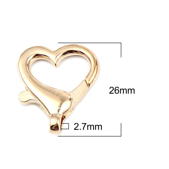 Zinc Based Alloy Keychain & Keyring Gold Plated Heart 26mm x 22mm, 1 Packet ( 10 PCs/Packet) の画像