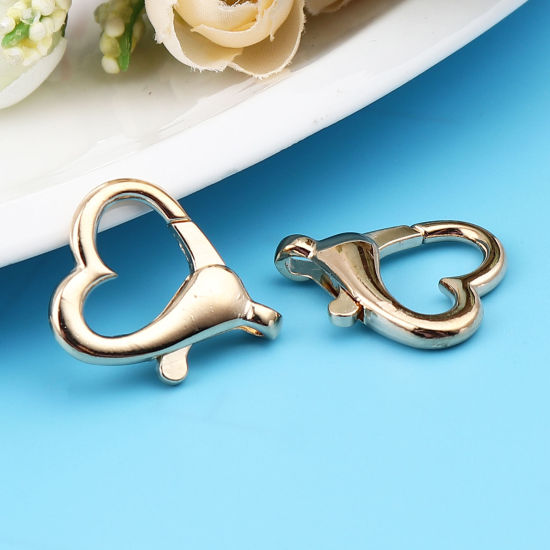 Image de Zinc Based Alloy Keychain & Keyring Gold Plated Heart 26mm x 22mm, 1 Packet ( 10 PCs/Packet)