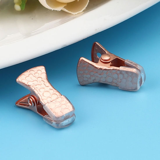Picture of Silicone Clips Used to Clamp the Mouth Mask Rose Gold Carved Pattern 20mm x 10mm, 10 PCs