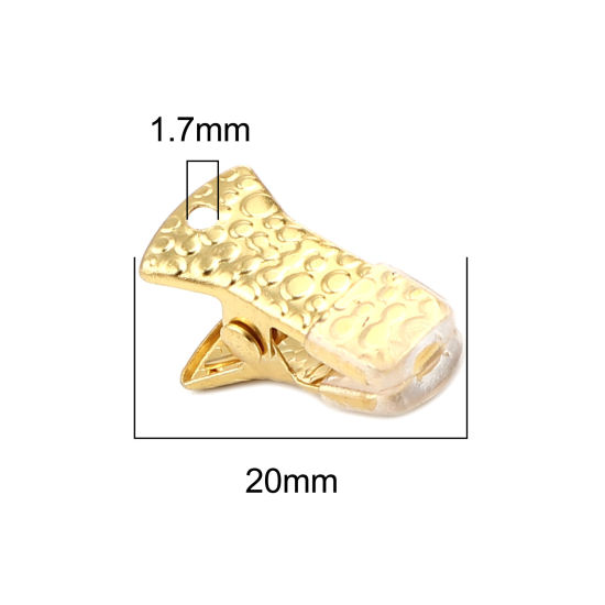 Picture of Silicone Clips Used to Clamp the Mouth Mask Gold Plated Carved Pattern 20mm x 10mm, 10 PCs