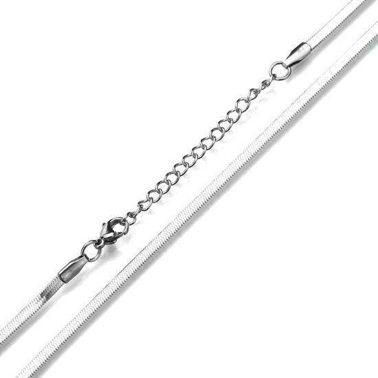 Image de Stainless Steel Necklace Razor Blade Silver Tone 45cm(17 6/8") long, Chain Size: 3mm, 1 Piece