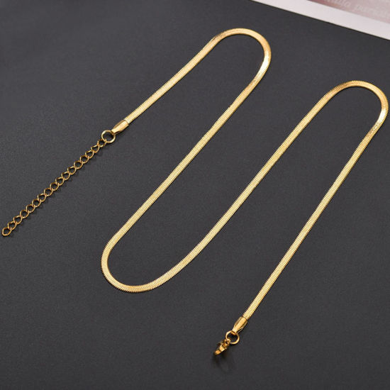 Image de Stainless Steel Necklace Razor Blade Gold Plated 40cm(15 6/8") long, Chain Size: 3mm, 1 Piece