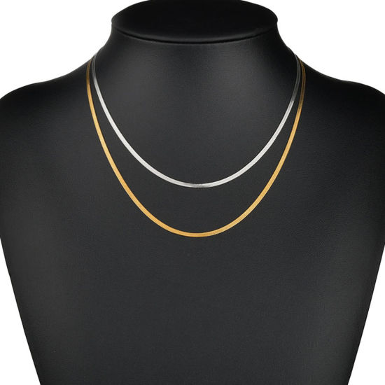 Image de Stainless Steel Necklace Razor Blade Gold Plated 40cm(15 6/8") long, Chain Size: 3mm, 1 Piece