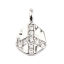 Picture of Brass Religious Charms Real Platinum Plated Irregular Peace Symbol Micro Pave Clear Rhinestone 10mm x 7mm, 2 PCs