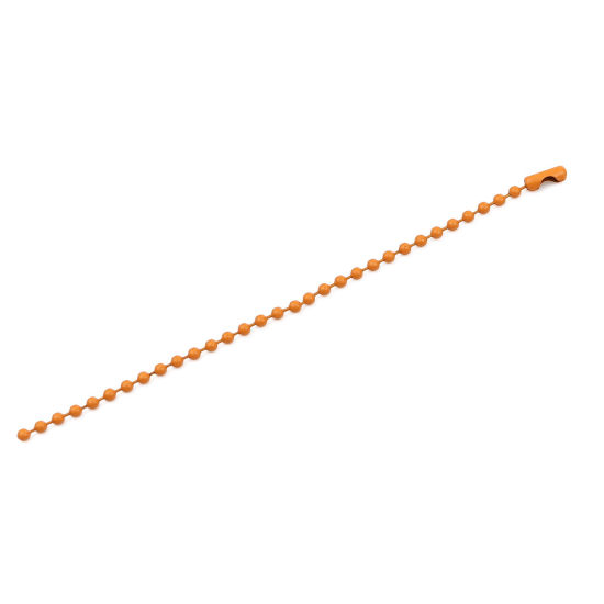 Picture of Iron Based Alloy Painting Ball Chain Findings Orange 2.4mm, 12cm(4 6/8") long, 20 PCs