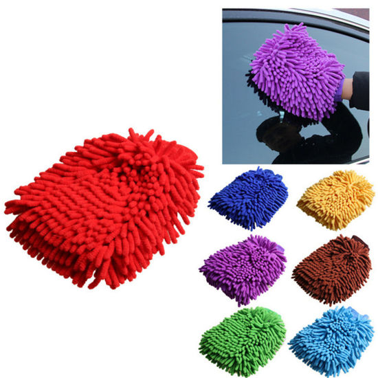 Изображение Chenille Velvet Double Sided Cleaning Gloves Red 23cm x 8cm, 1 Piece