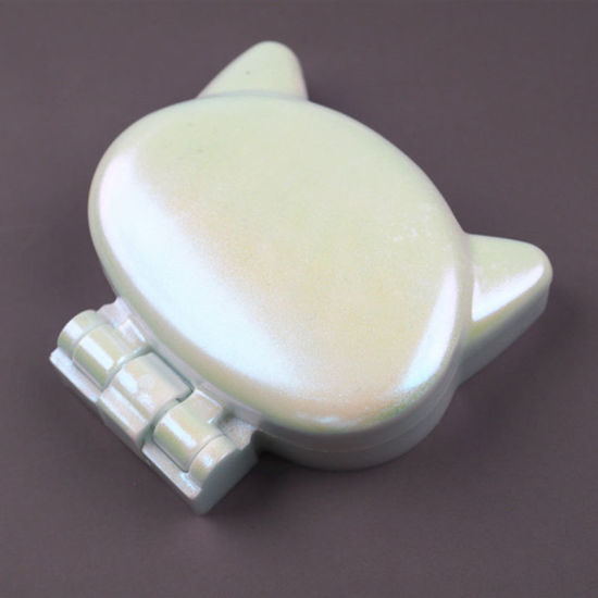 Picture of Silicone Resin Mold For Jewelry Making Folding Mirror Cat Animal White 13.7cm x 7cm, 1 Piece