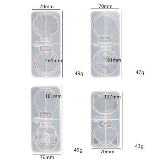 Picture of Silicone Resin Mold For Jewelry Making Folding Mirror Rose Flower White 16.1cm, 1 Piece