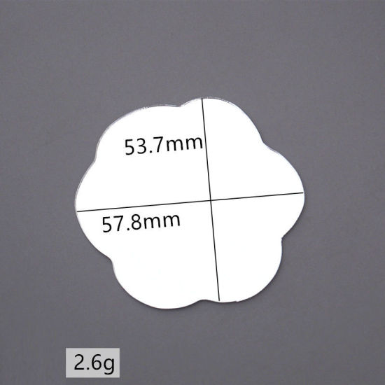 Picture of Glass Mold For Jewelry Making Mirror Lens Flower White 58mm x 54mm, 1 Set ( 10 PCs/Set)