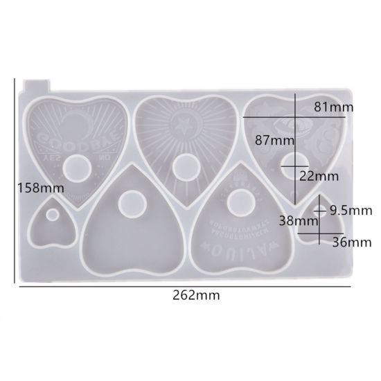 Picture of Silicone Resin Mold For Jewelry Making Divination Board Rectangle Heart White 26.2cm x 15.8cm, 1 Piece