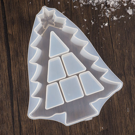 Picture of Silicone Resin Mold For Jewelry Making Christmas Tree White 18cm x 14.5cm, 1 Set