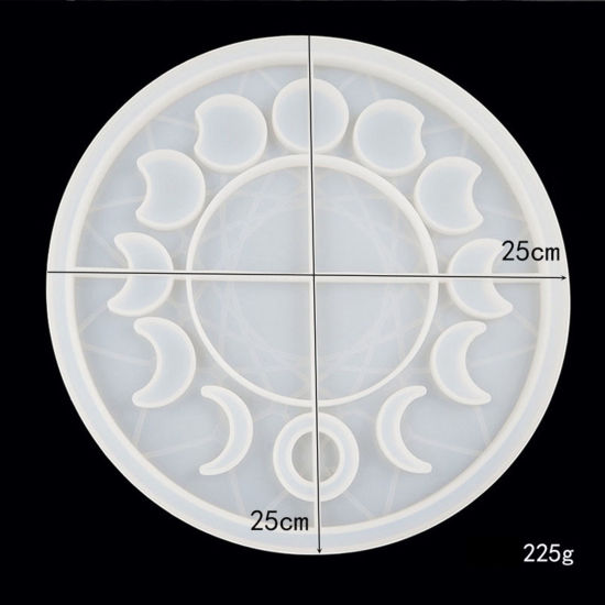 Picture of Silicone Galaxy Resin Mold For Jewelry Making Round Moon phase White 25cm Dia., 1 Piece