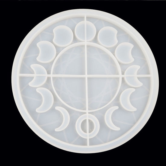 Picture of Silicone Galaxy Resin Mold For Jewelry Making Round Moon phase White 25cm Dia., 1 Piece