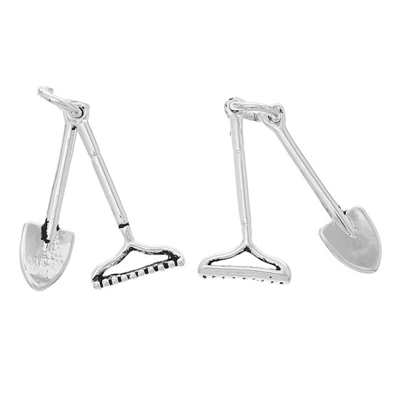 Immagine di Ottone Charm Ciondoli Pala Argento Antico 20mm x 5mm 18mm x 9mm, 5 Pz