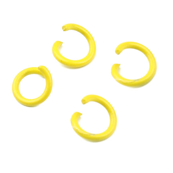 Picture of 200 PCs 8mm Dia., 1.2mm(17 gauge) Iron Based Alloy Open Jump Rings Findings For Jewelry Making Yellow Round